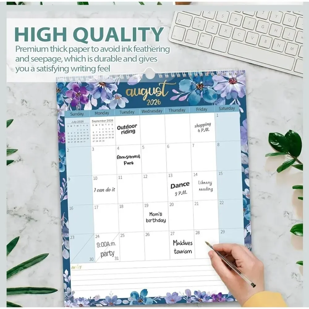 Vertical Wall Calendar 18 Months Hanging Jun. 2025-Dec. 2026 Floral 14